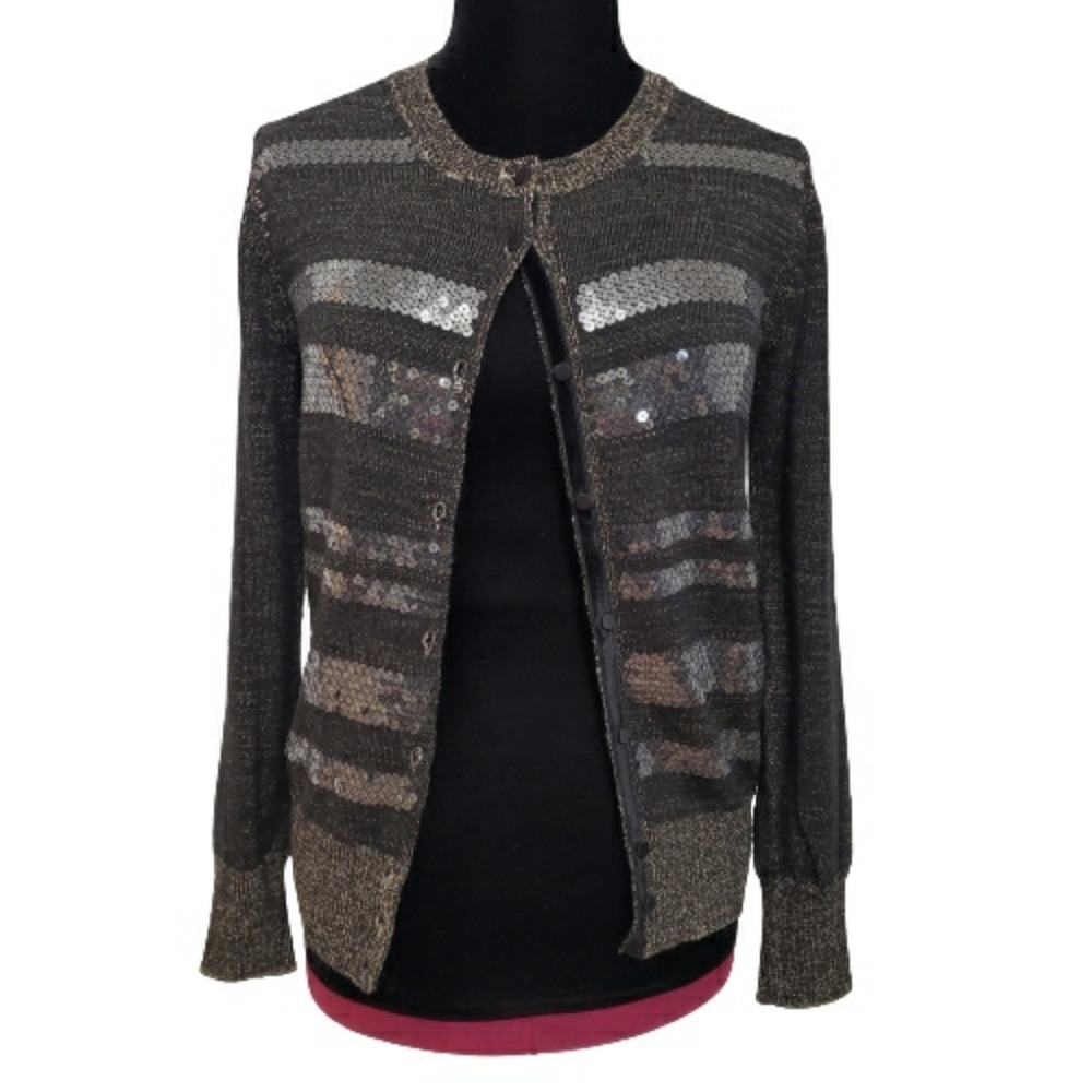 Aquilano Rimondi Wool & Silk Sequined Long Sleeve Knit Cardigan Size 44/Medium‎